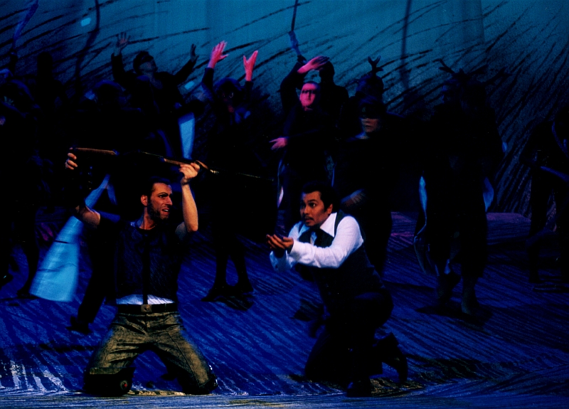 Der Freischütz, Oper von Carl Maria von Weber, Eduard-von-Winterstein-Theater Annaberg-Buchholz, 2004, Regie: Cornelia Just, Bühnenbild: Cornelia Just/ Wiebke Horn, Musikalische Leitung: Friedmann Schulz, Fotos: Dieter Knoblauch